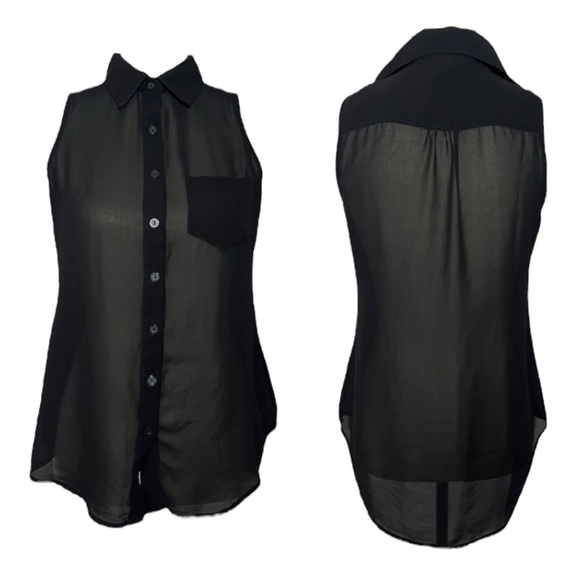 Rue 21 Sheer Black Sleeveless Button Down Blouse sz S - Picture 9 of 10